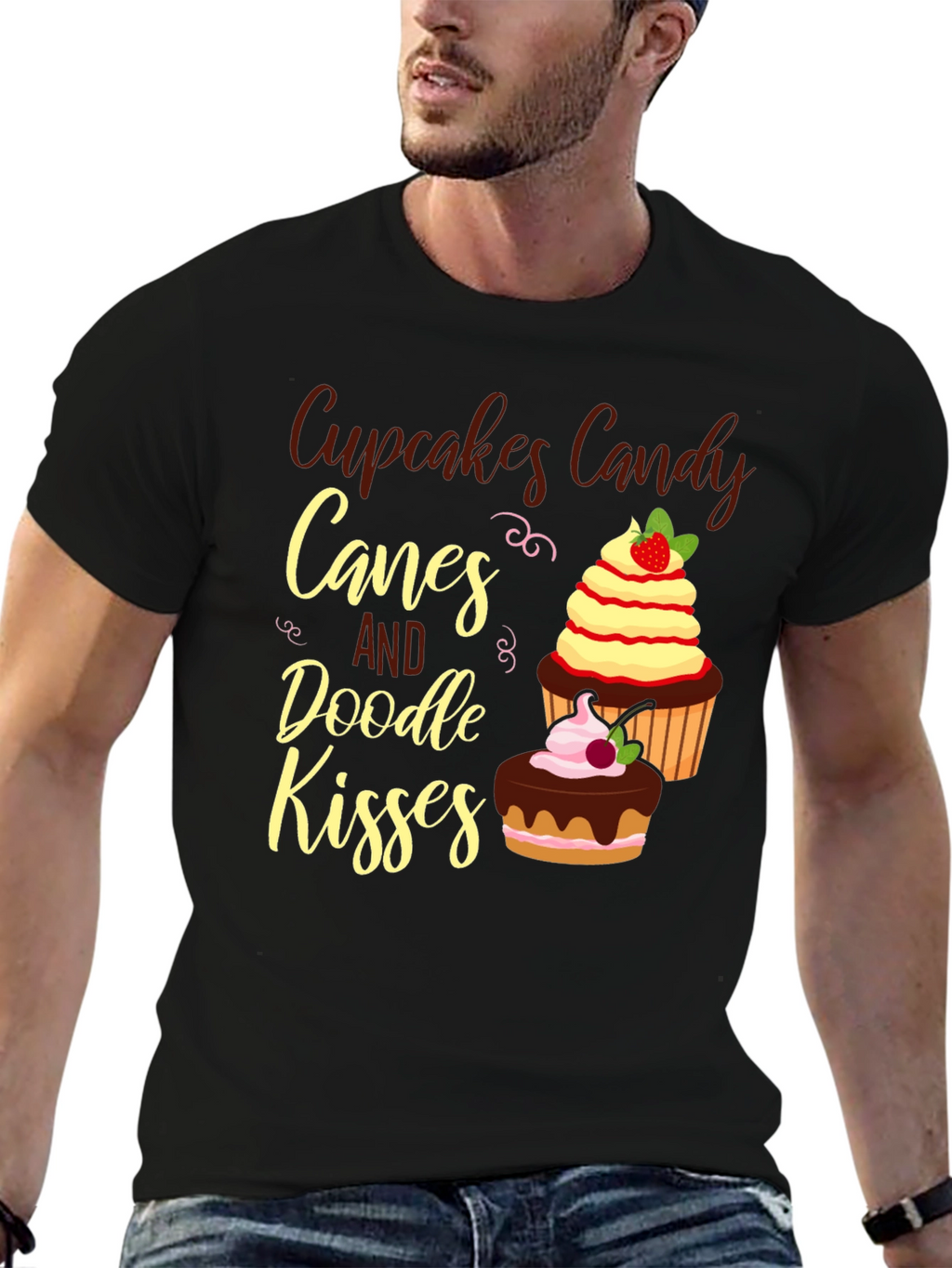 Cupcakes Candy Canes Doodle Kisses Graphic Tee
