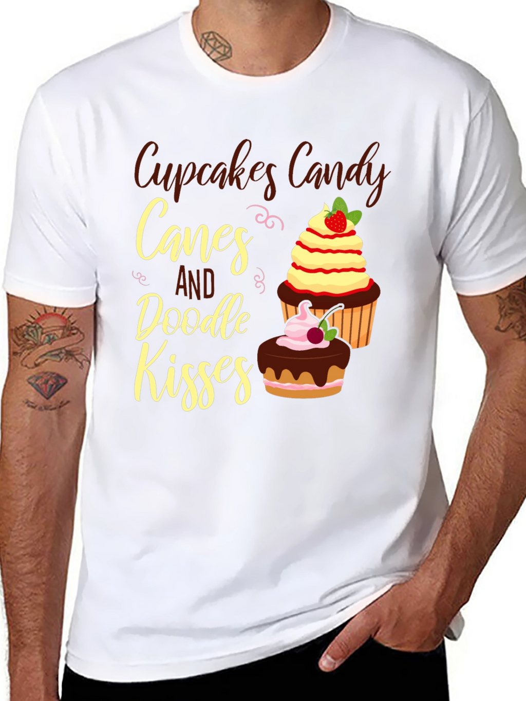 Cupcakes Candy Canes Doodle Kisses Graphic Tee