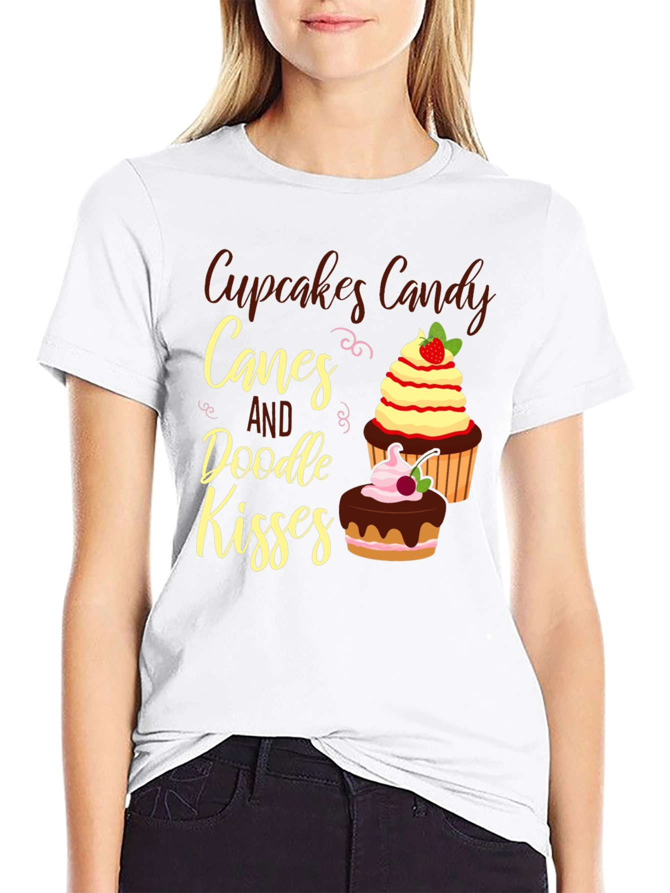 Cupcakes Candy Canes Doodle Kisses Graphic Tee