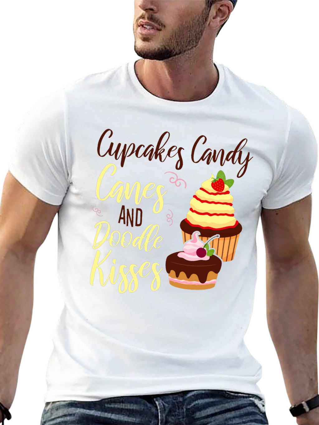 Cupcakes Candy Canes Doodle Kisses Graphic Tee