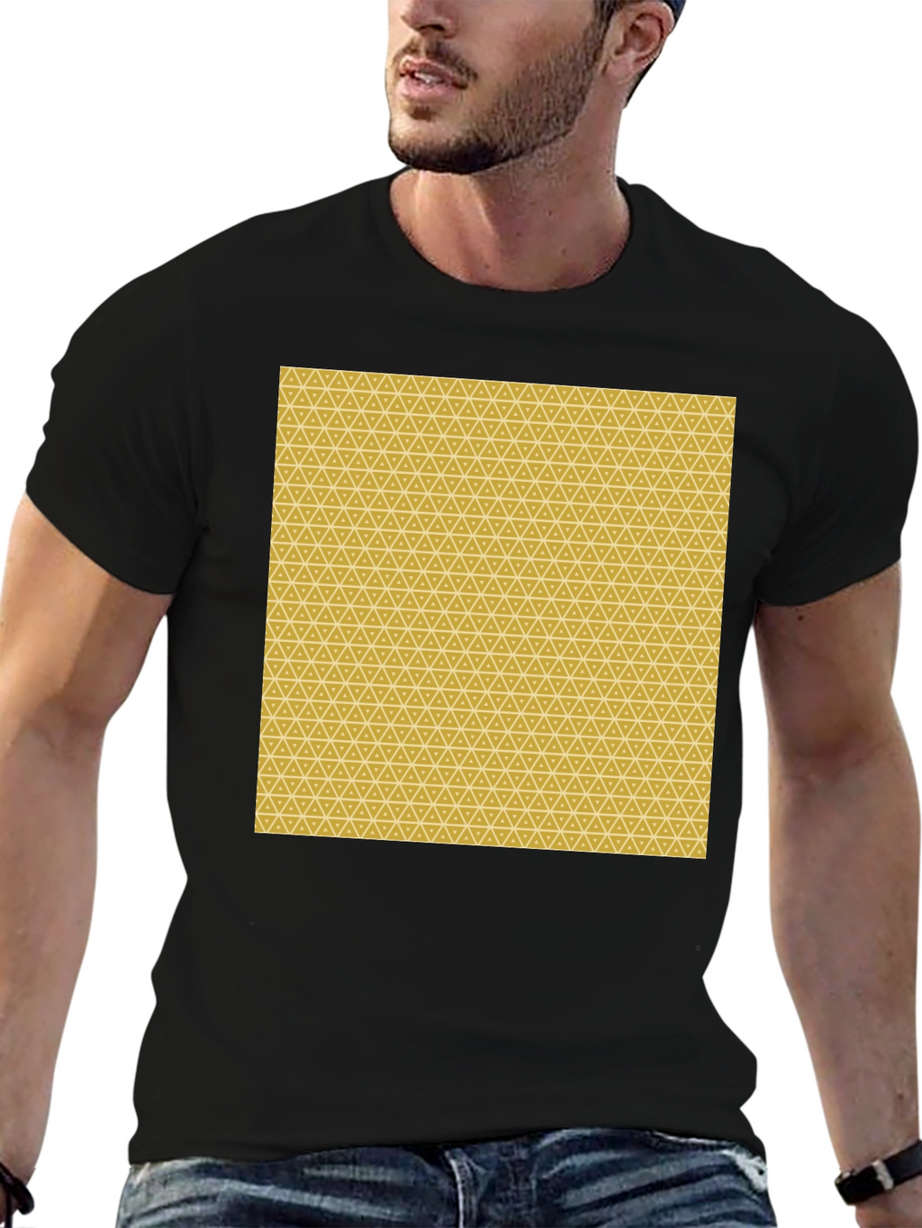 Geometric Print Black Tee - Modern Style