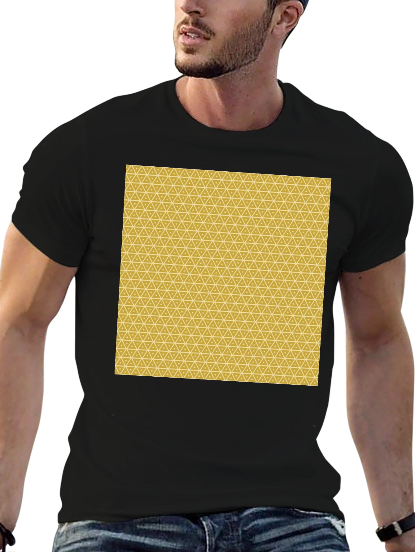Geometric Print Black Tee - Modern Style