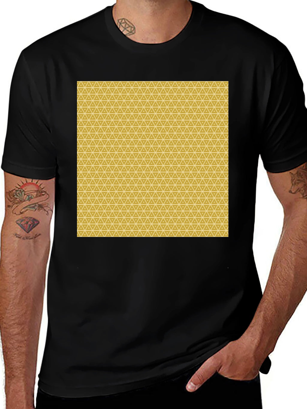Geometric Print Black Tee - Modern Style