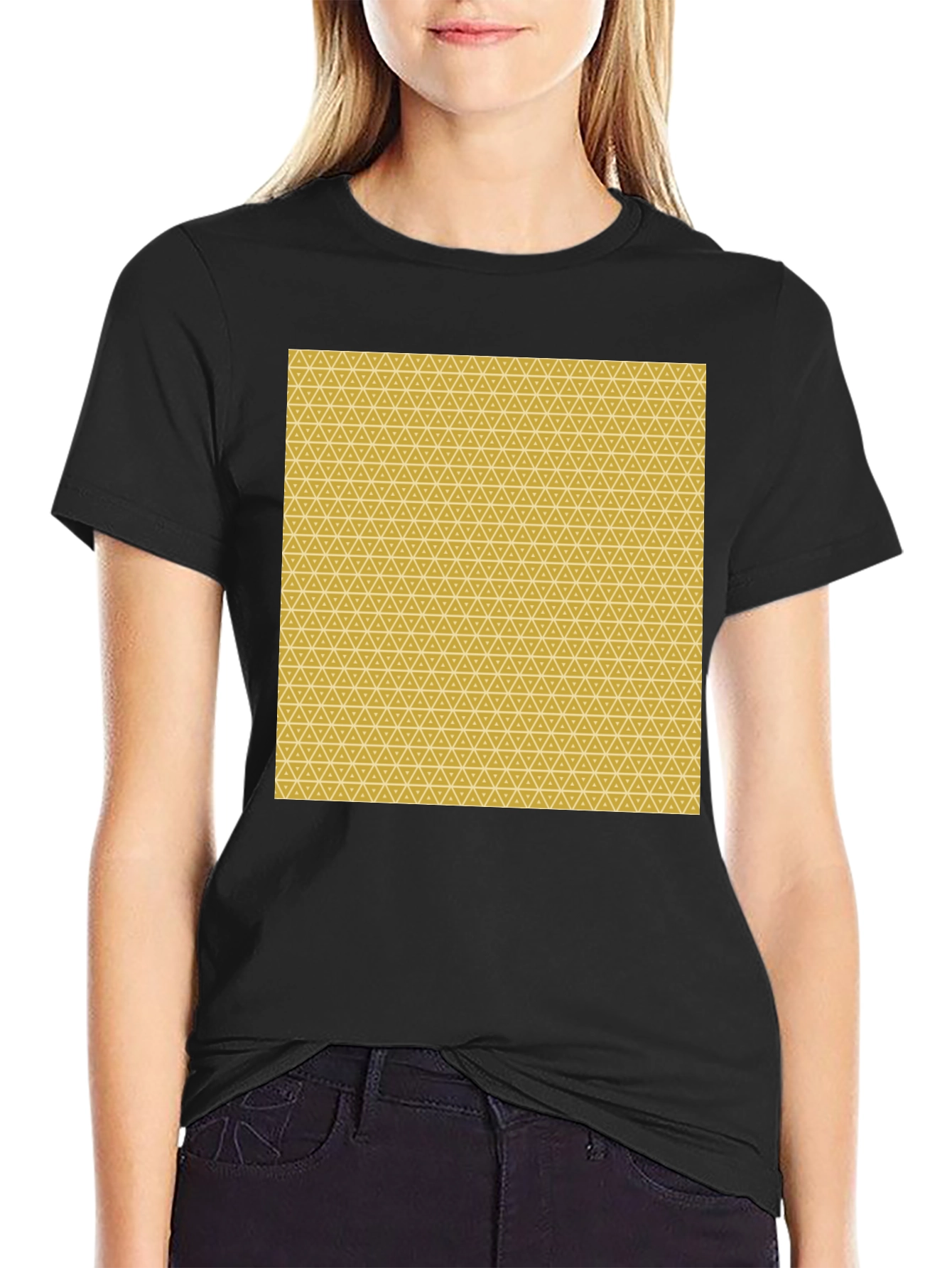 Geometric Print Black Tee - Modern Style