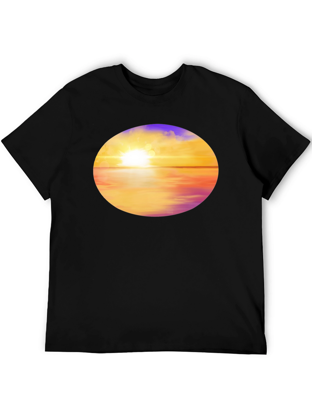 Sunset Horizon Graphic Tee - Black Cotton Blend