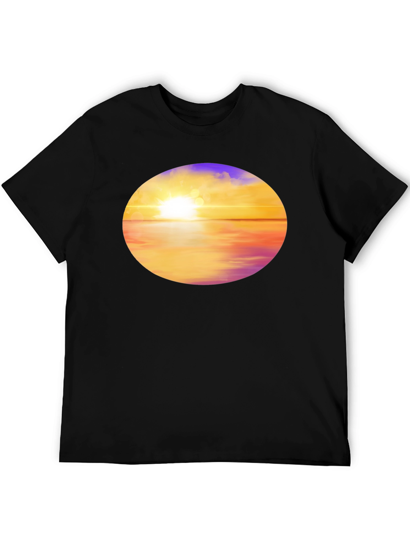 Sunset Horizon Graphic Tee - Black Cotton Blend