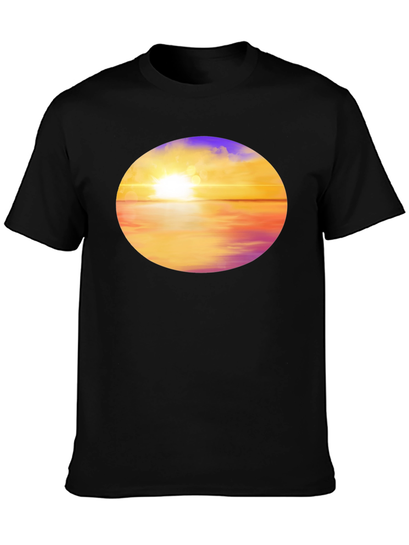 Sunset Horizon Graphic Tee - Black Cotton Blend