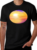 Sunset Horizon Graphic Tee - Black Cotton Blend