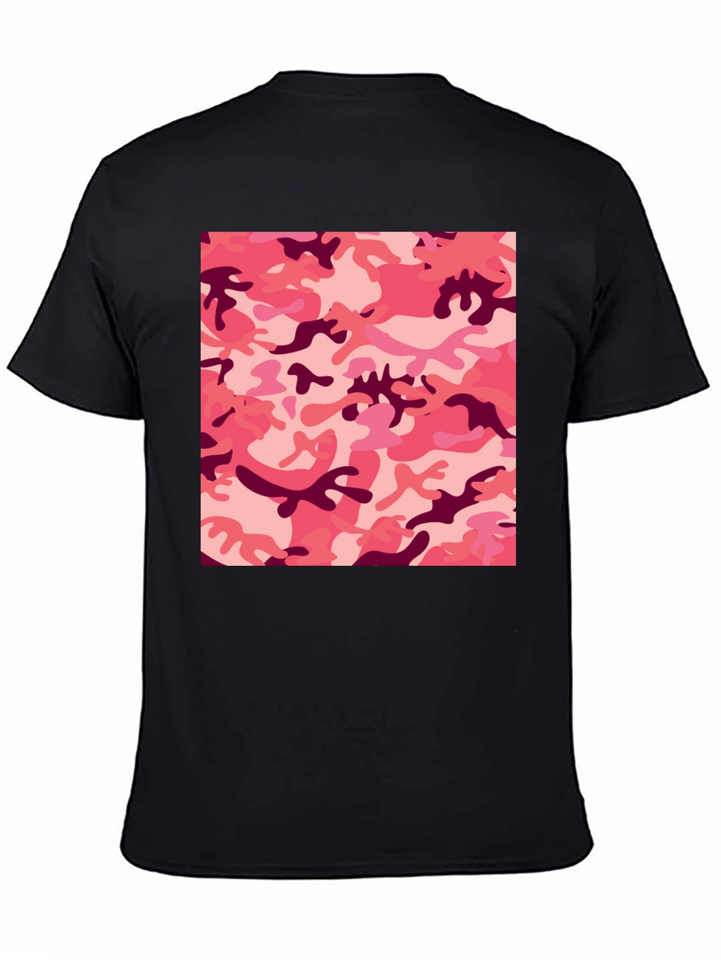 Pink Camo Print Black T-Shirt