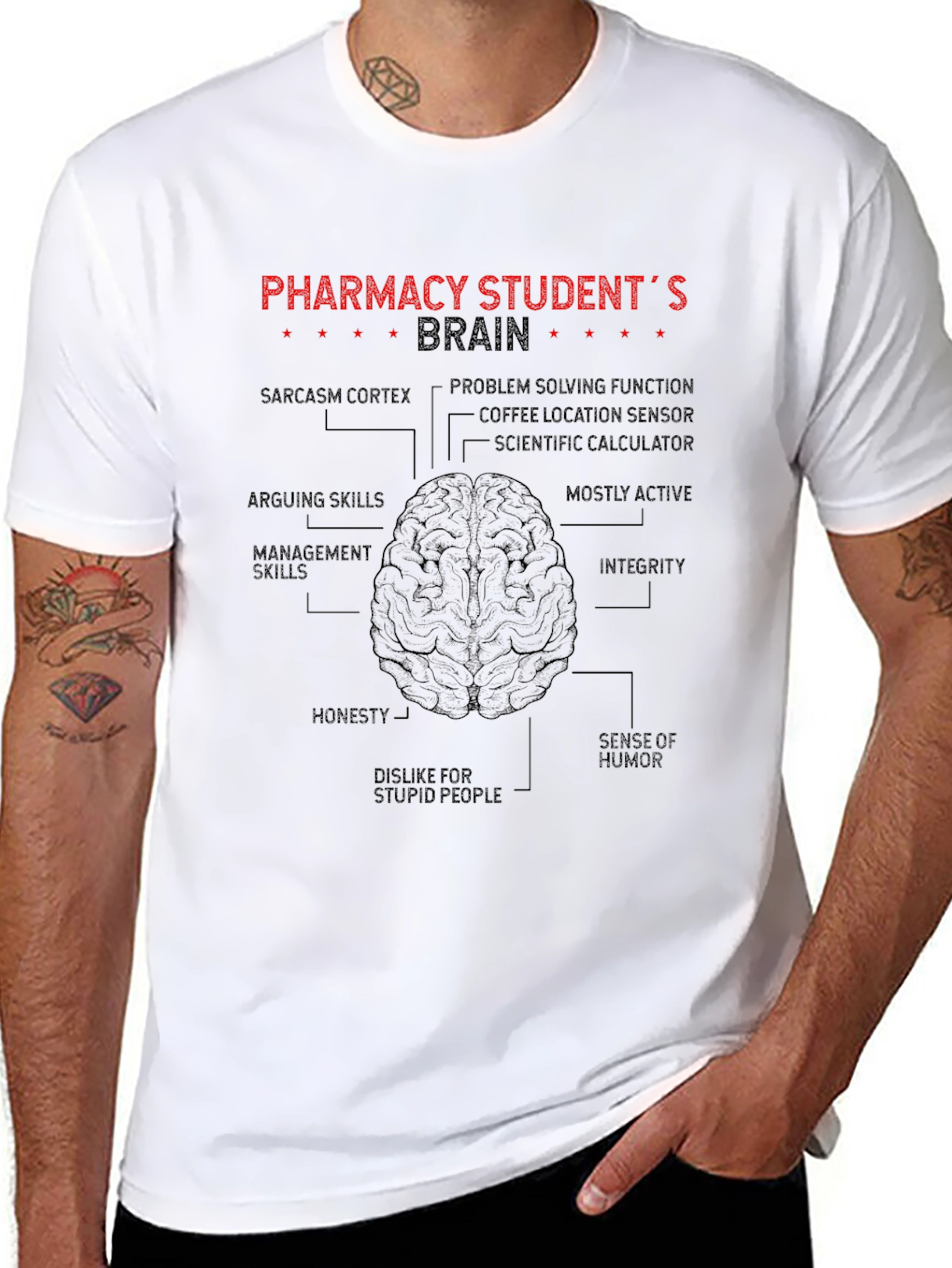 Pharmacy Student Brain Anatomy Graphic T-Shirt