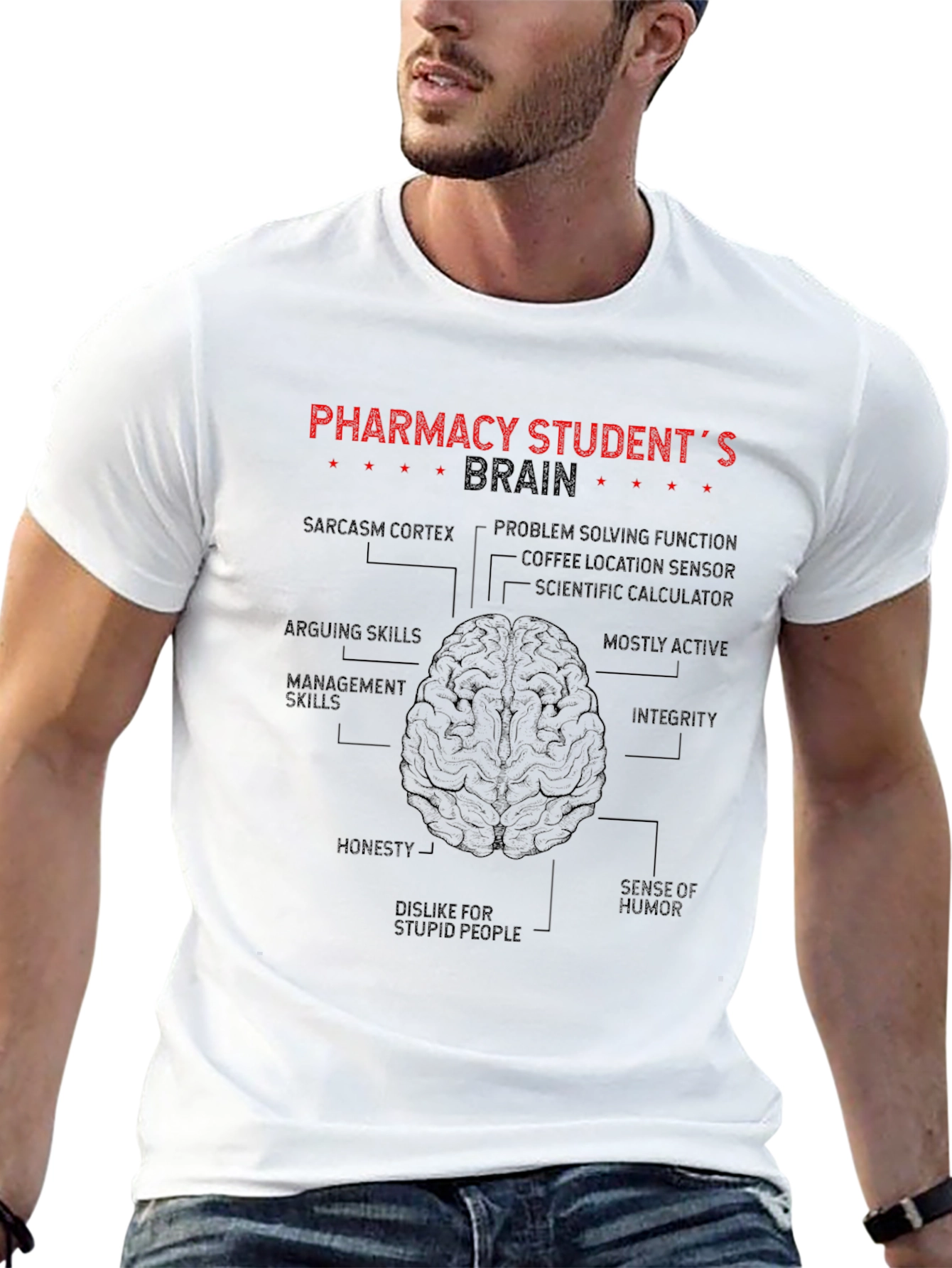Pharmacy Student Brain Anatomy Graphic T-Shirt