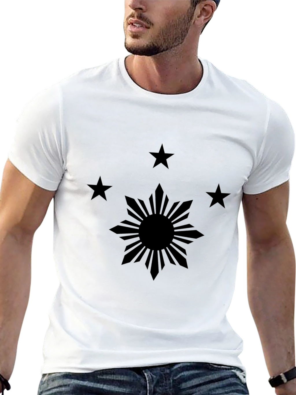 Philippines Flag Inspired Black Tee