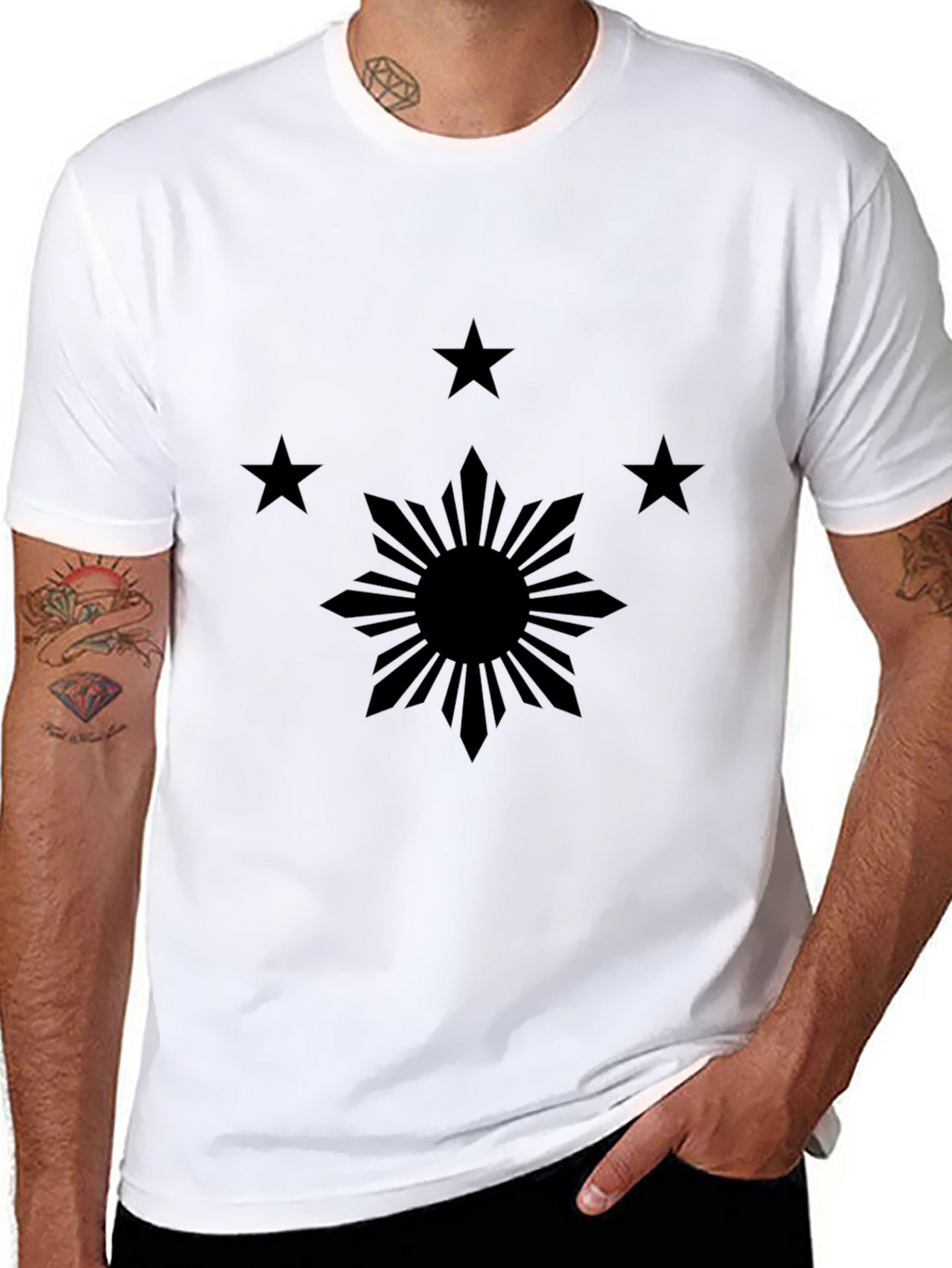 Philippines Flag Inspired Black Tee