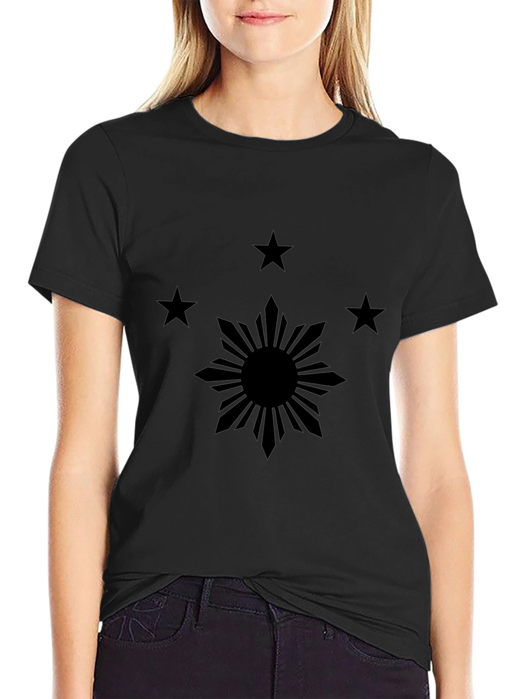 Philippines Flag Inspired Black Tee