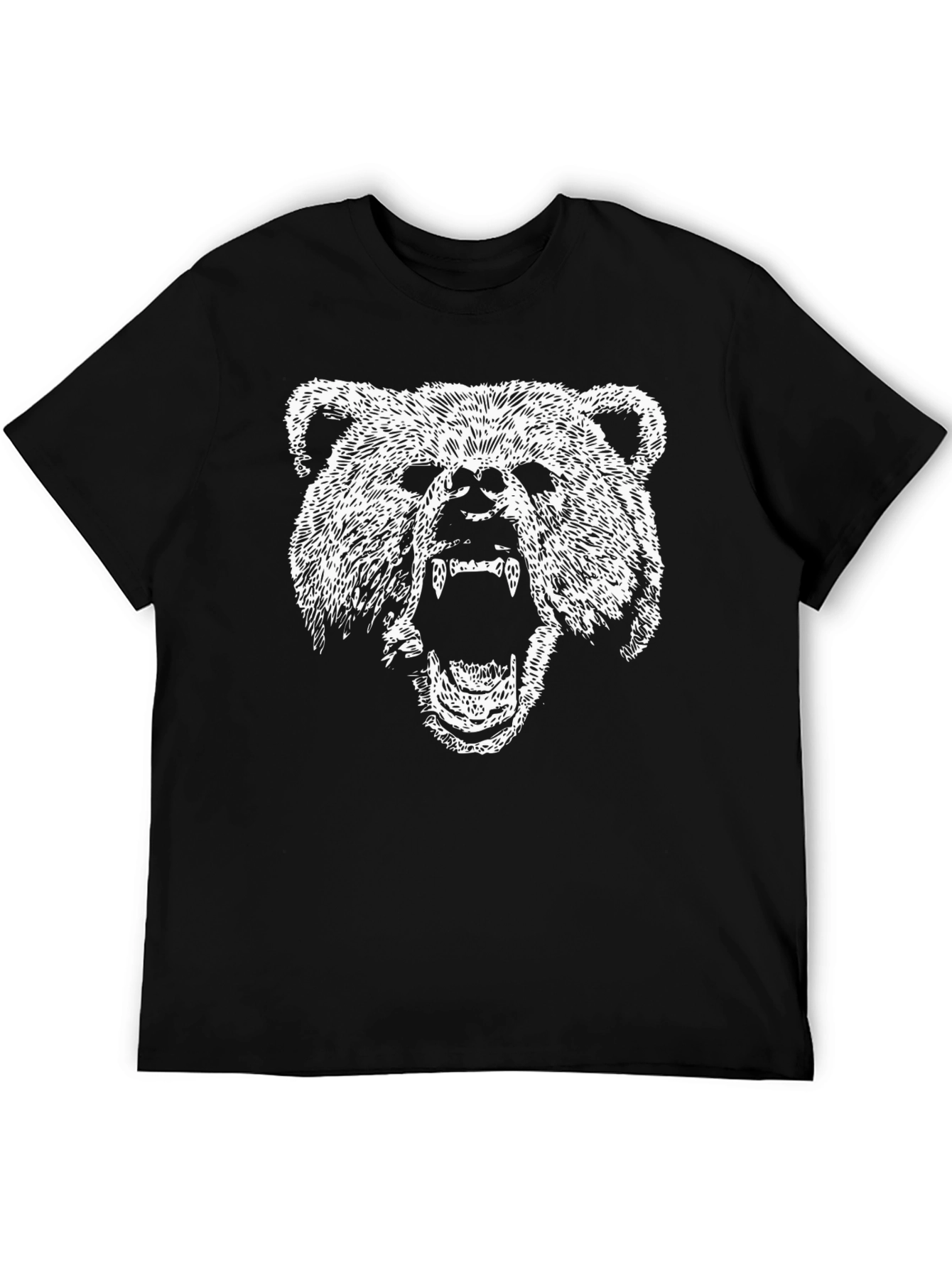 Bear Graphic Print T-Shirt - Black