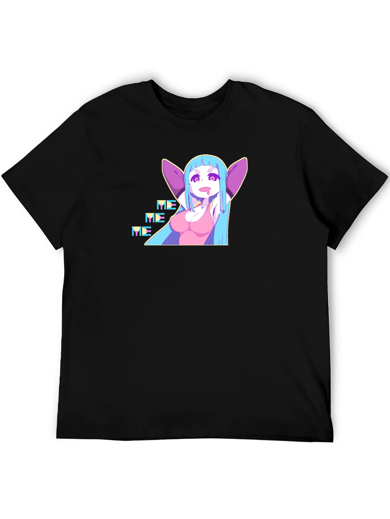 Anime Girl Graphic Black T-Shirt - Me Me Me! Design