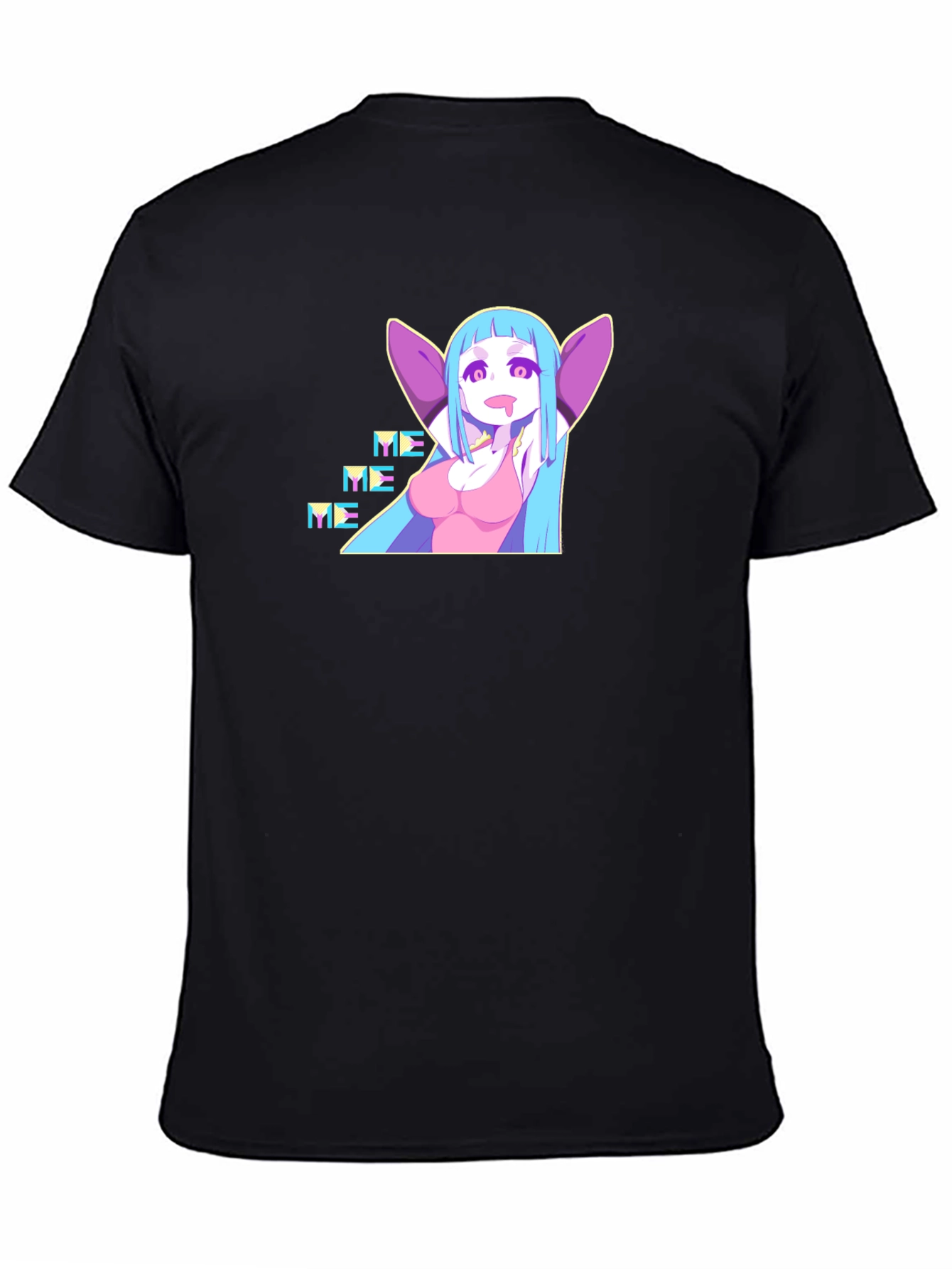 Anime Girl Graphic Black T-Shirt - Me Me Me! Design