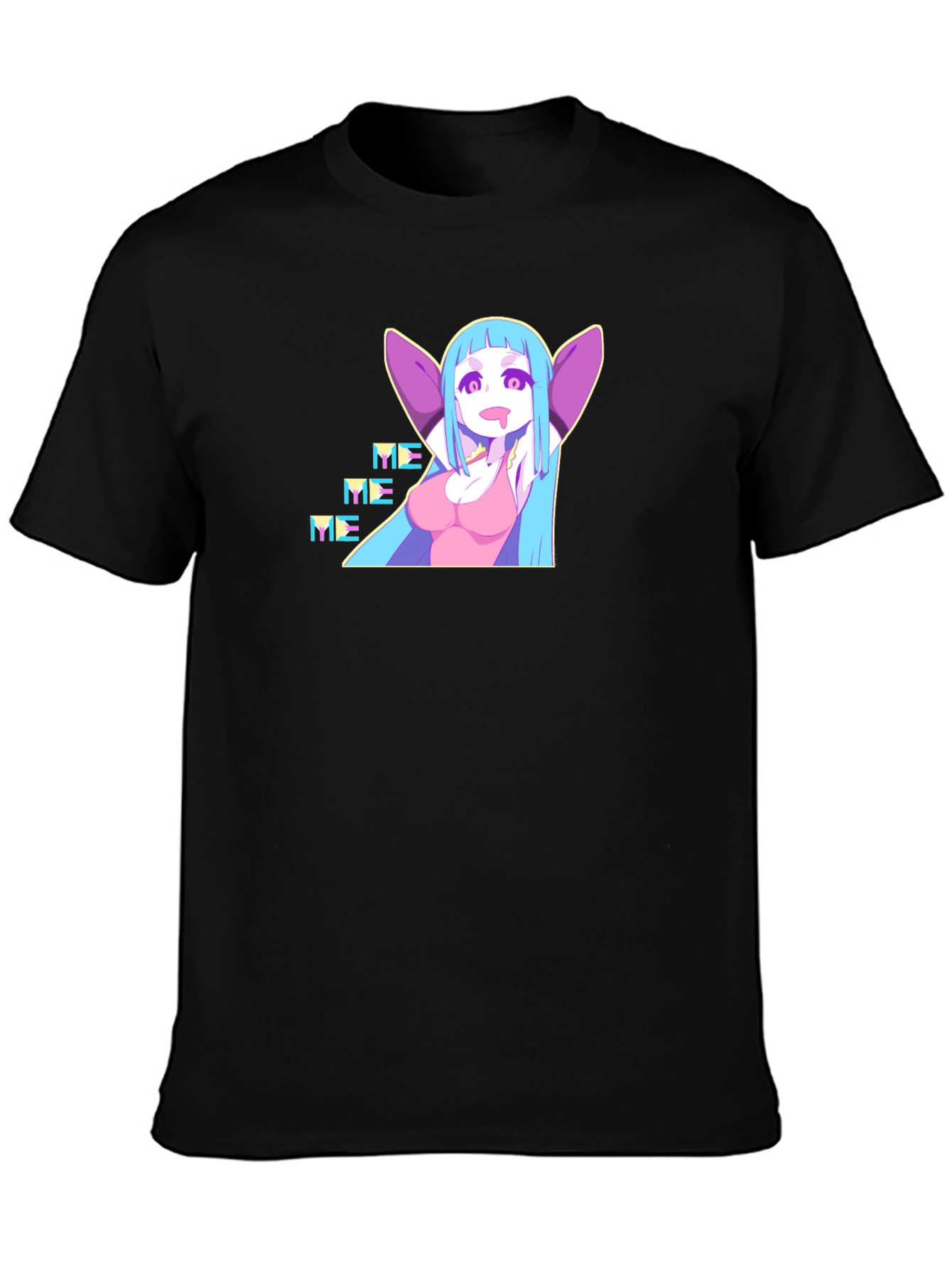 Anime Girl Graphic Black T-Shirt - Me Me Me! Design