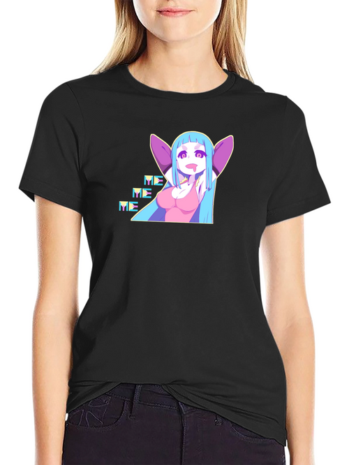 Anime Girl Graphic Black T-Shirt - Me Me Me! Design