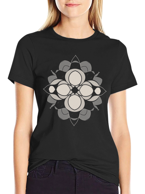 Abstract Floral Graphic Tee - Black
