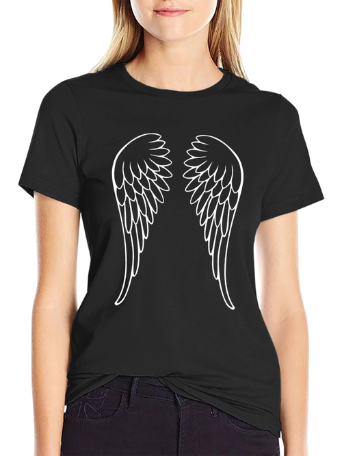 Angel Wings Graphic Tee - Black Cotton T-Shirt