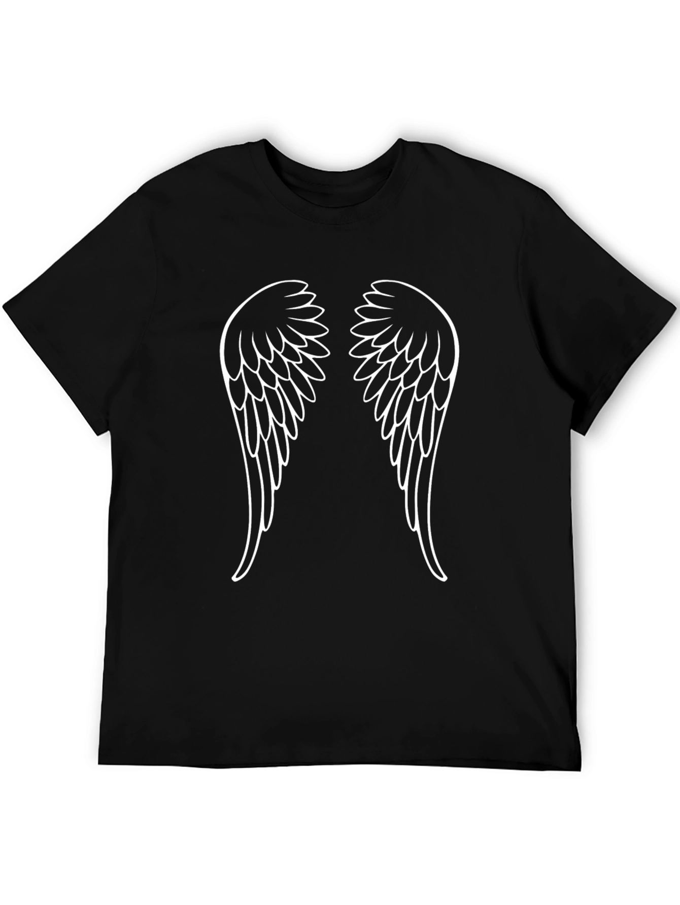 Angel Wings Graphic Tee - Black Cotton T-Shirt