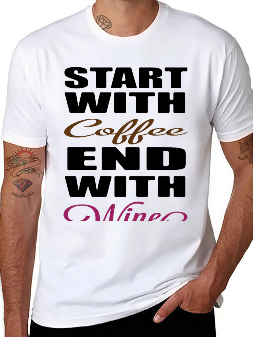 Coffee & Wine Graphic T-Shirt - Start With Coffee