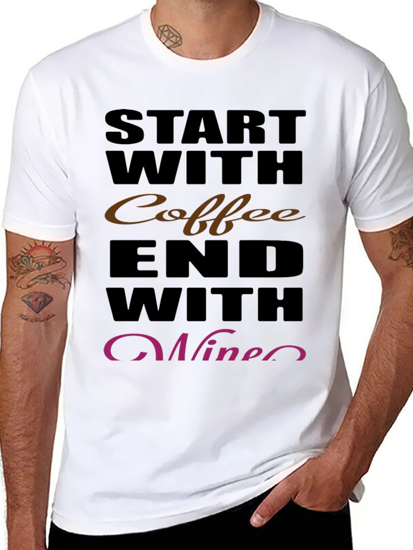 Coffee & Wine Graphic T-Shirt - Start With Coffee