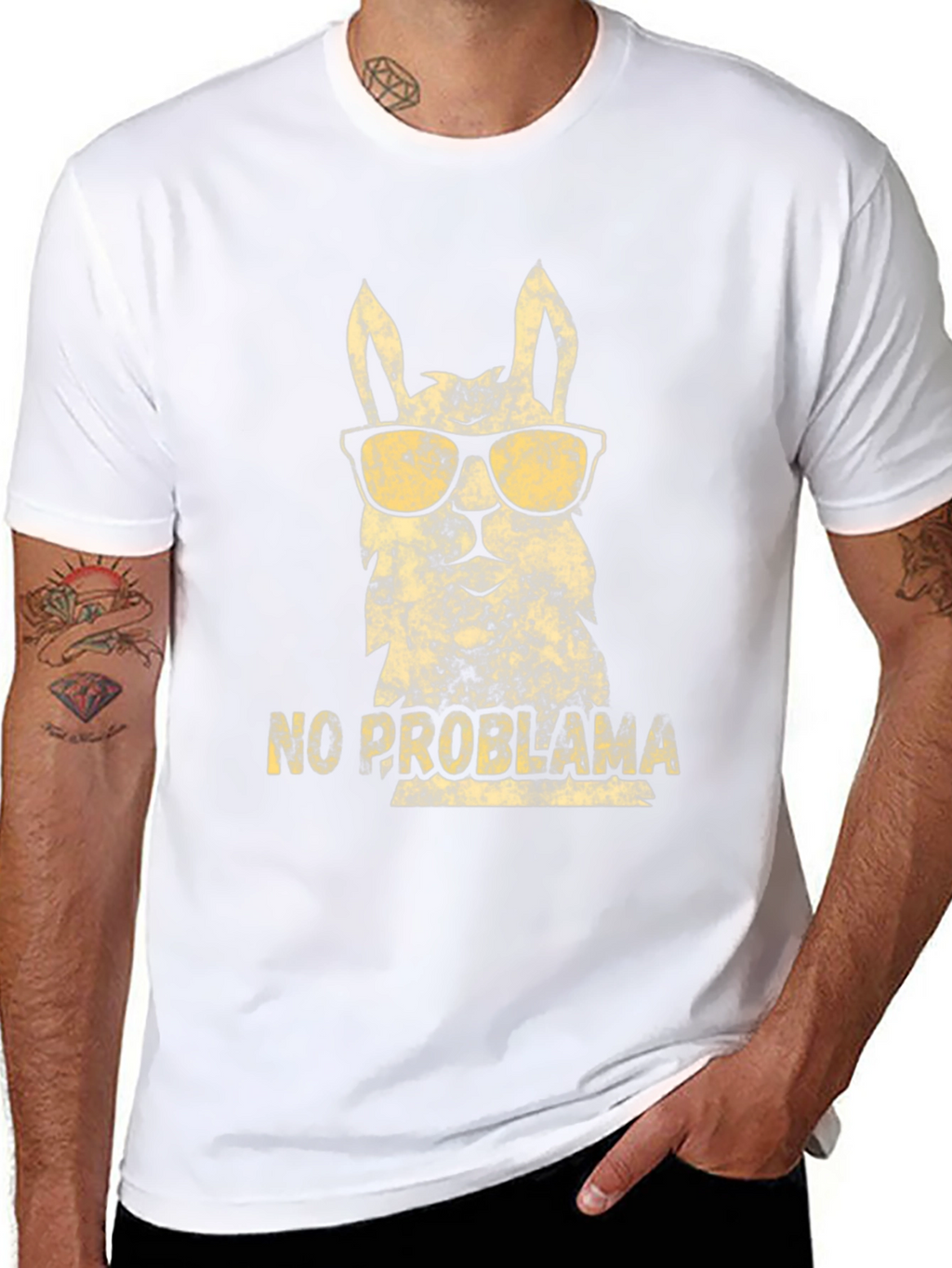 Cool Llama No Probllama Black T-Shirt