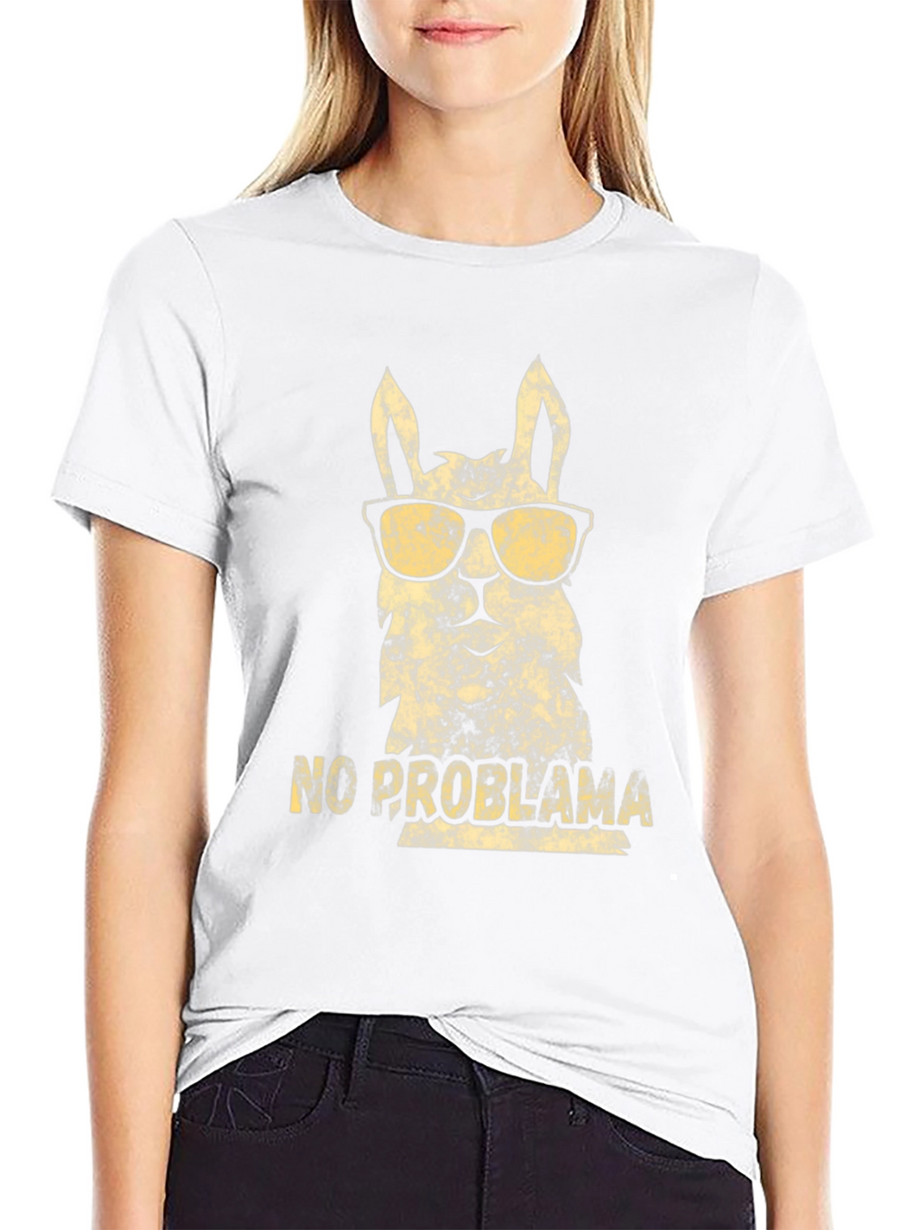 Cool Llama No Probllama Black T-Shirt