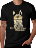 Cool Llama No Probllama Black T-Shirt