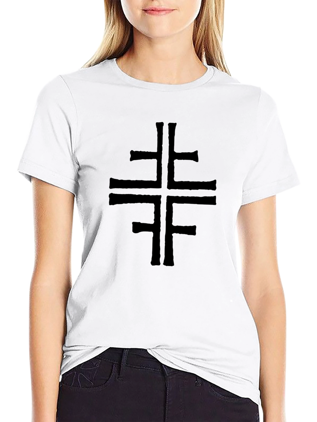 Mens Black T-Shirt with Cross Design