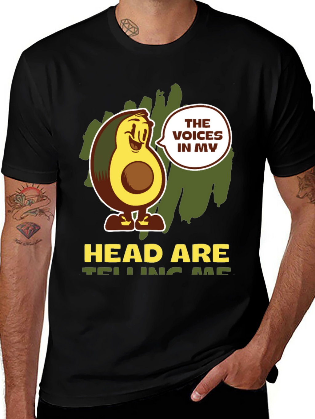 Avocado Head Voices Mens Graphic Tee