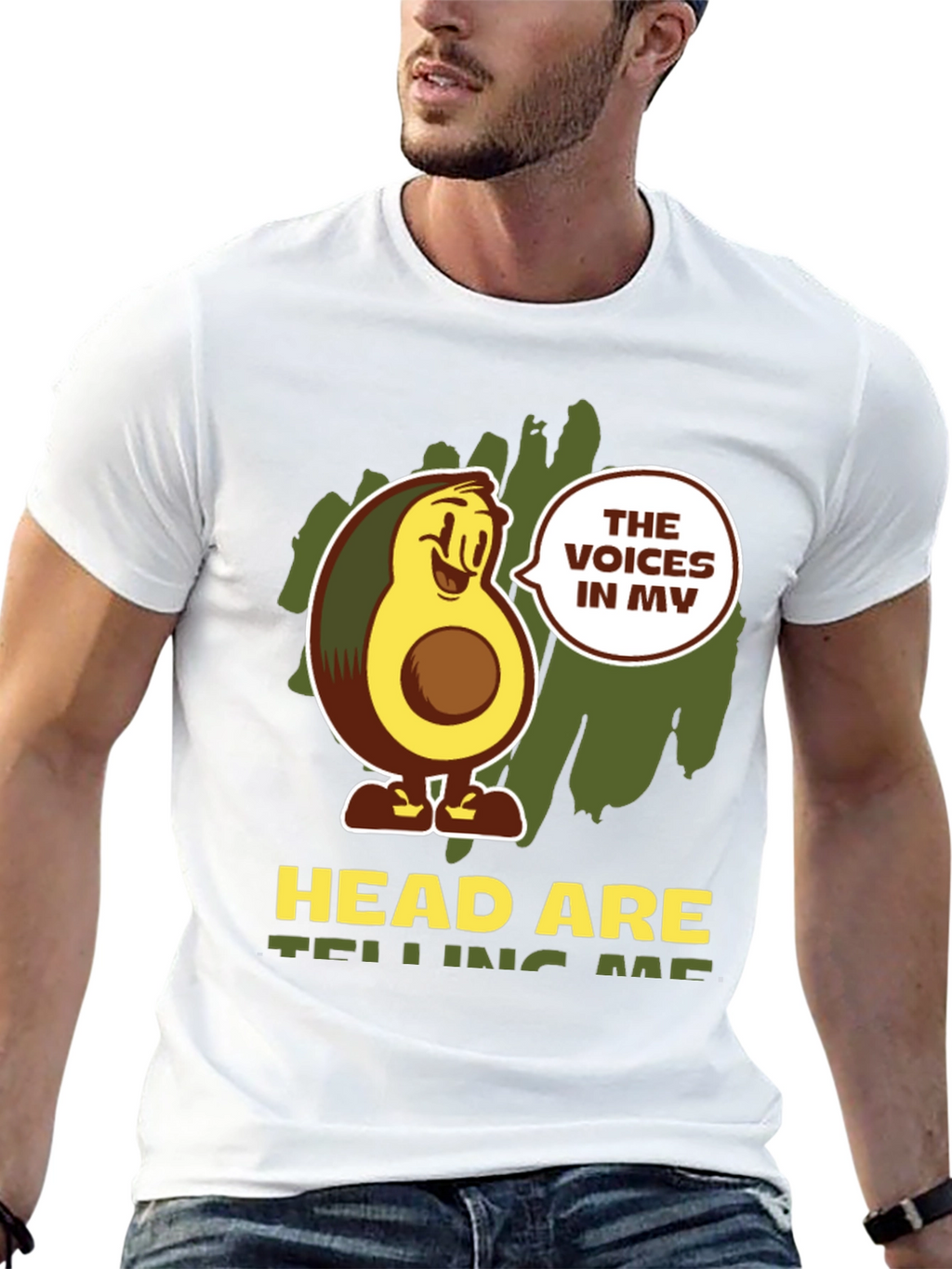 Avocado Head Voices Mens Graphic Tee
