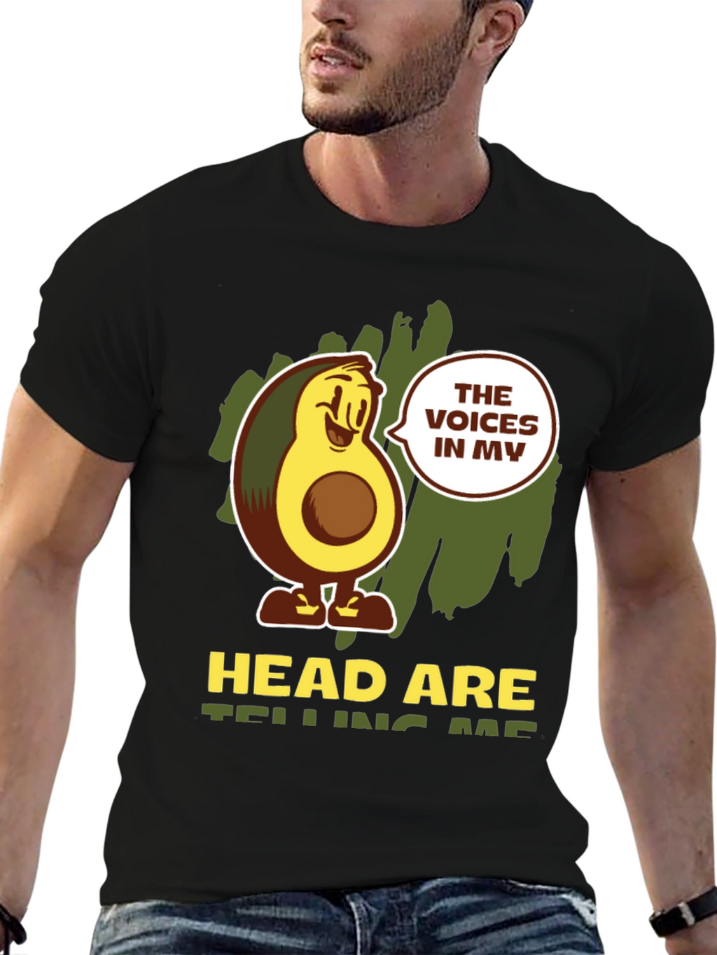 Avocado Head Voices Mens Graphic Tee
