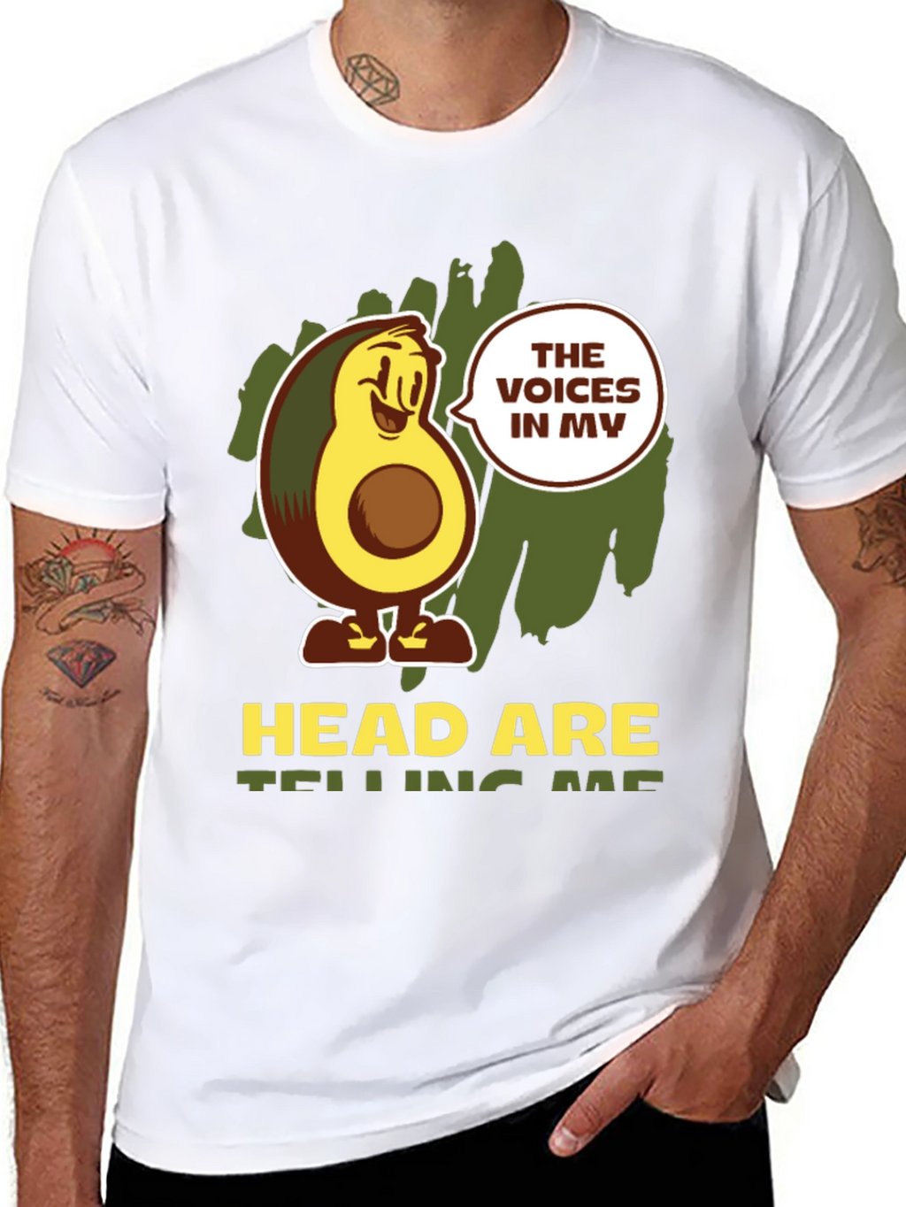 Avocado Head Voices Mens Graphic Tee