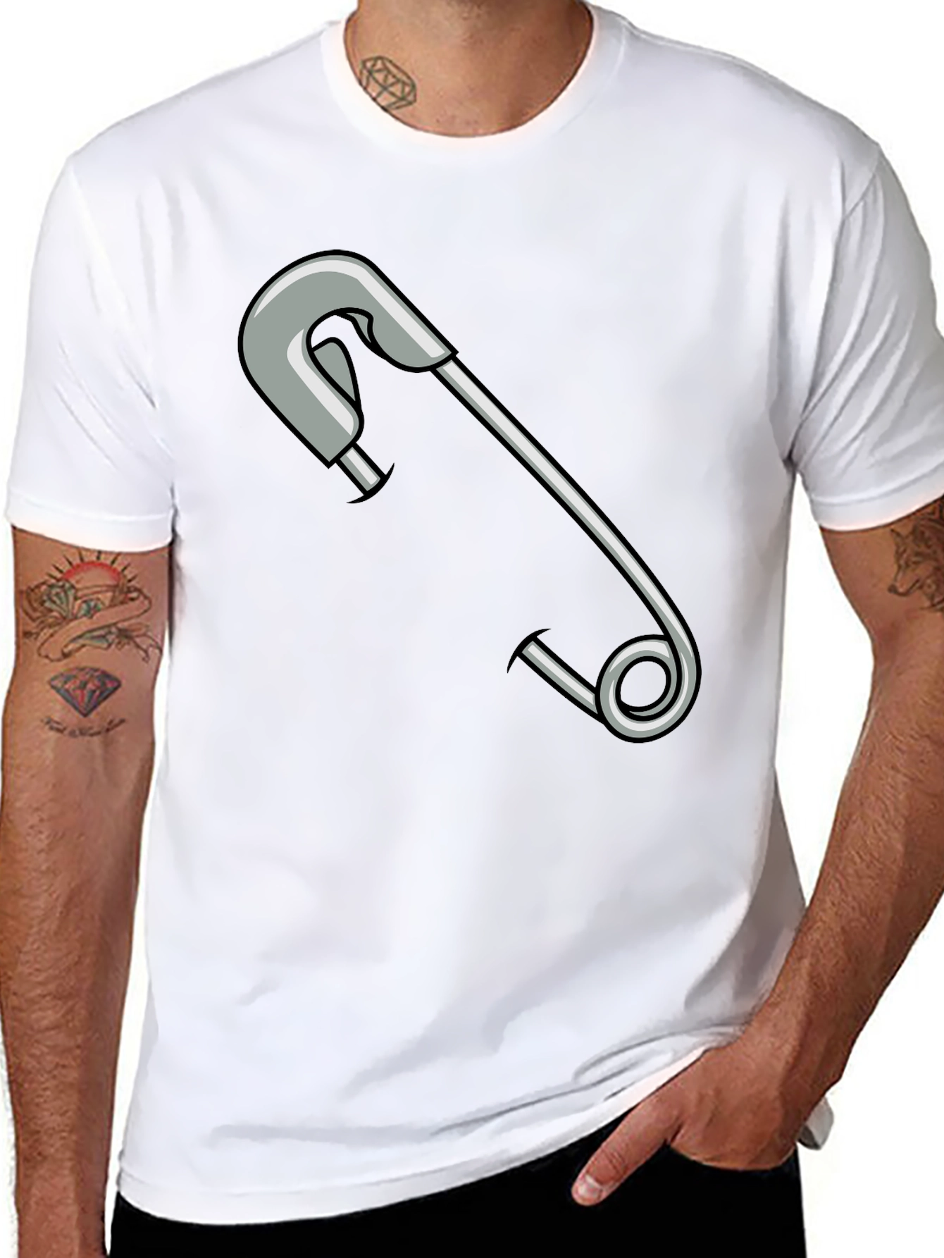 Safety Pin Graphic T-Shirt - Unisex Casual Tee