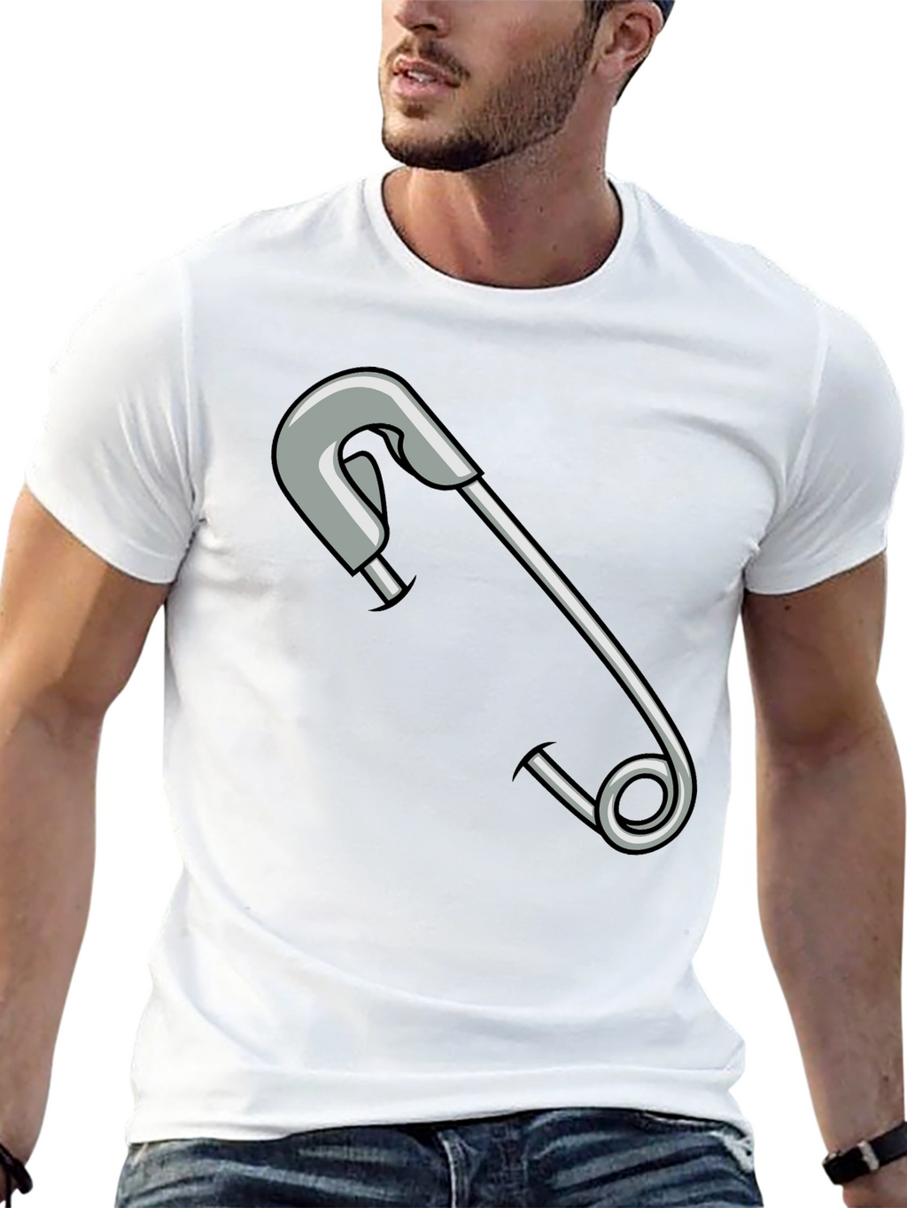 Safety Pin Graphic T-Shirt - Unisex Casual Tee