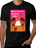 Good Summer Vibes Graphic T-Shirt - Beach Sunset Tee