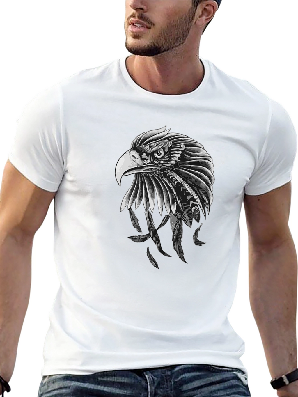 Eagle Feather Graphic Black T-Shirt