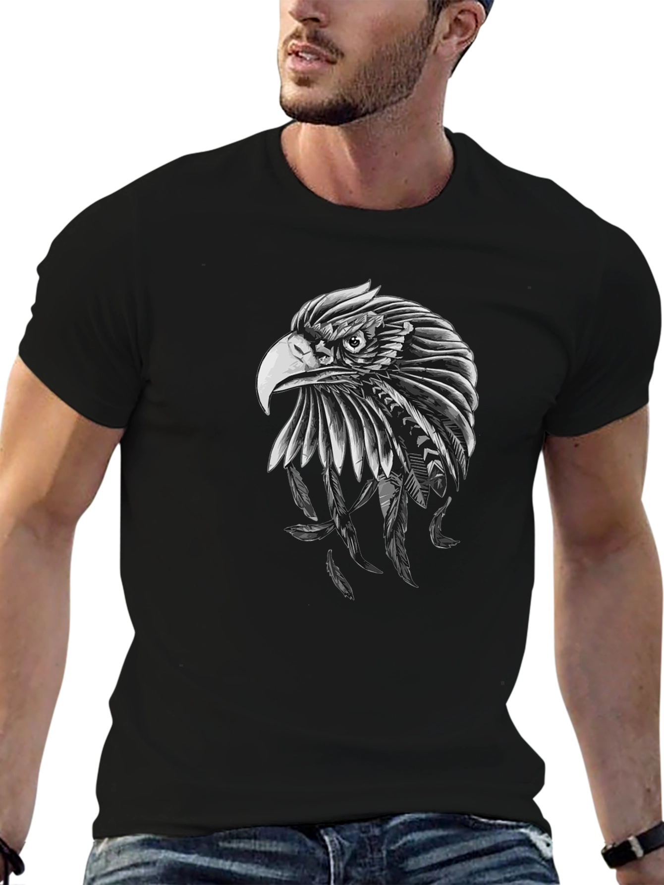 Eagle Feather Graphic Black T-Shirt