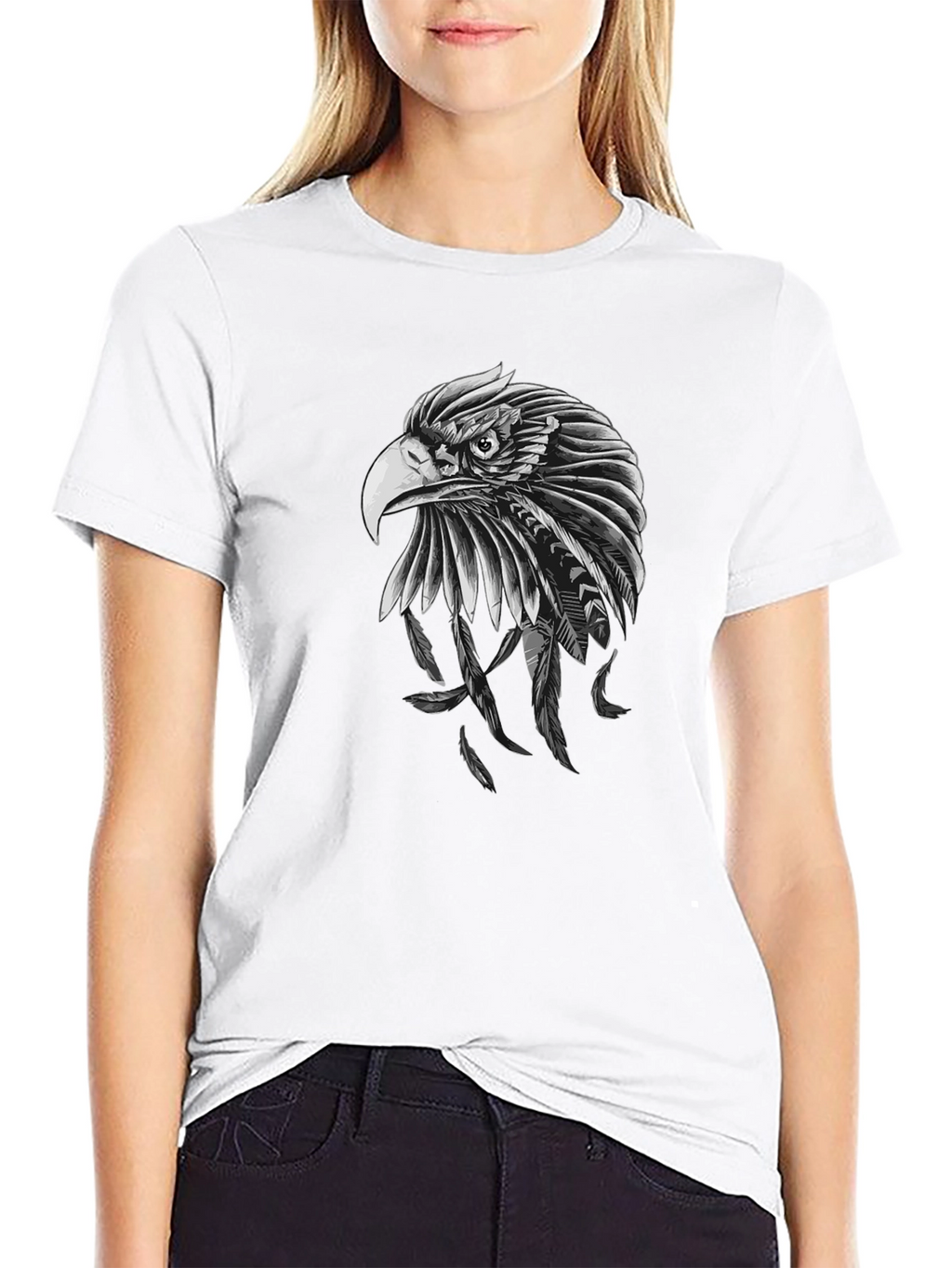 Eagle Feather Graphic Black T-Shirt