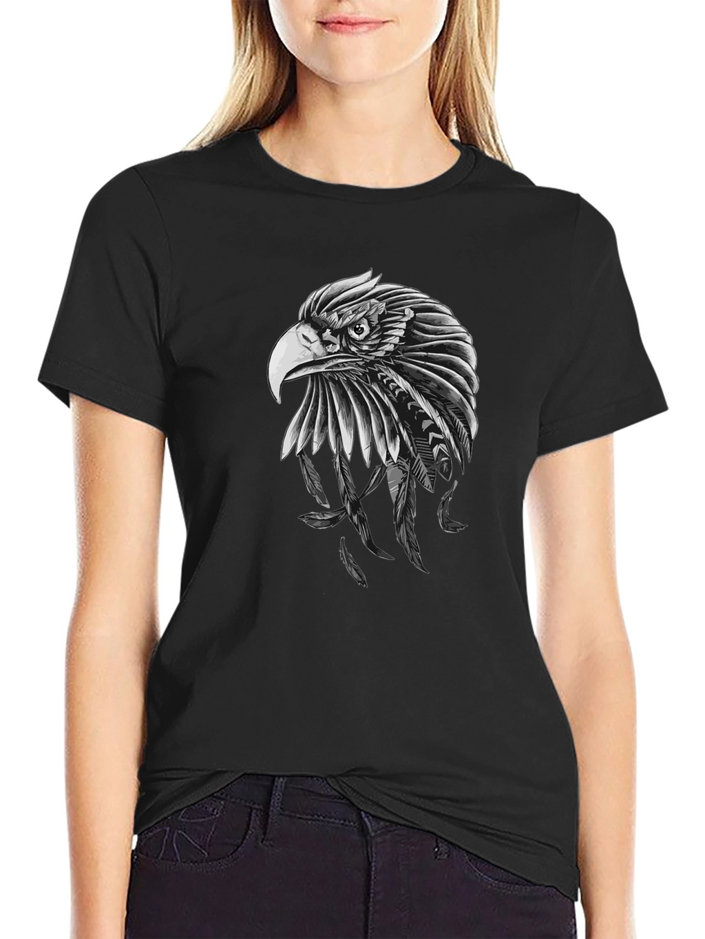 Eagle Feather Graphic Black T-Shirt