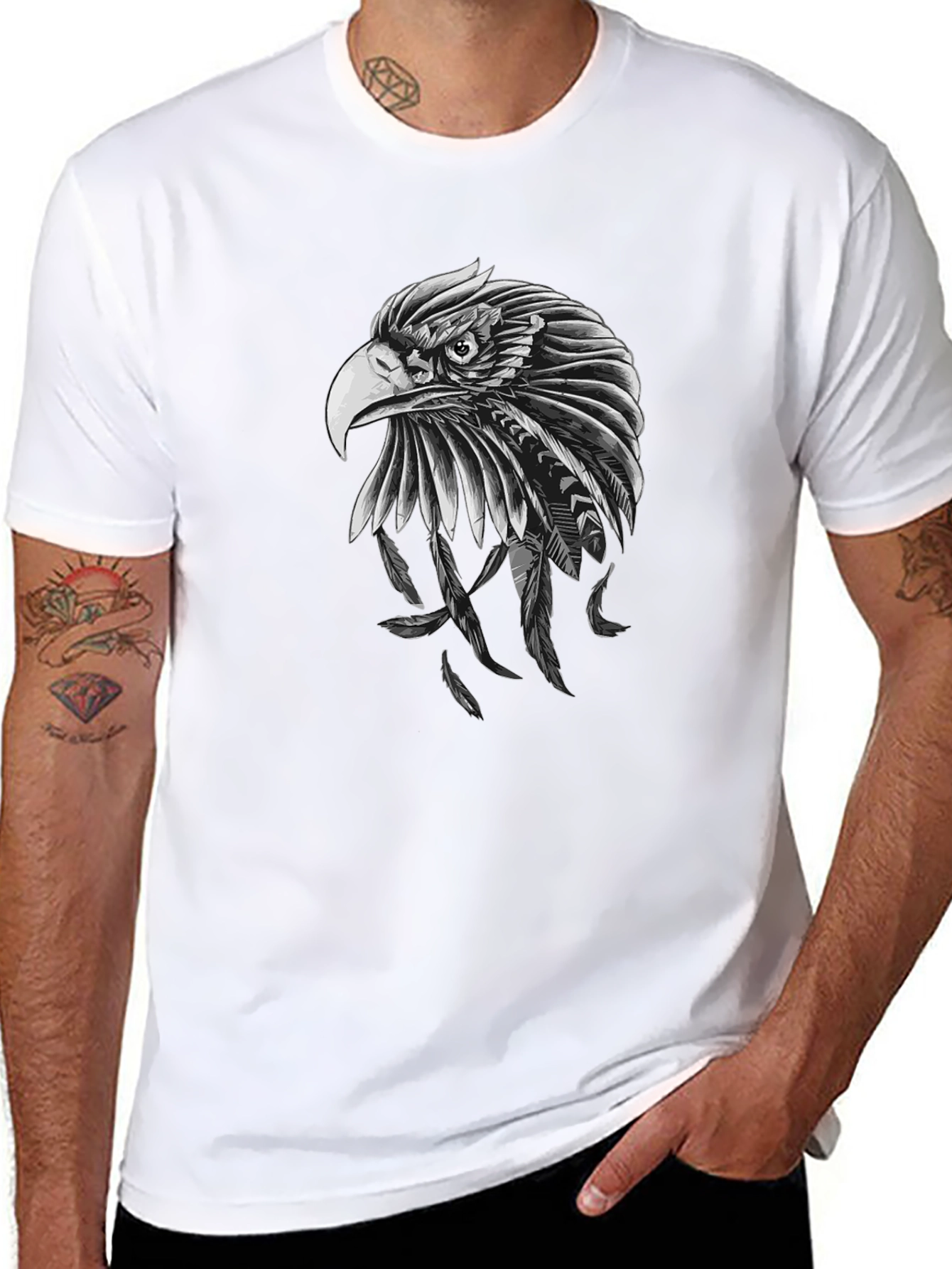 Eagle Feather Graphic Black T-Shirt