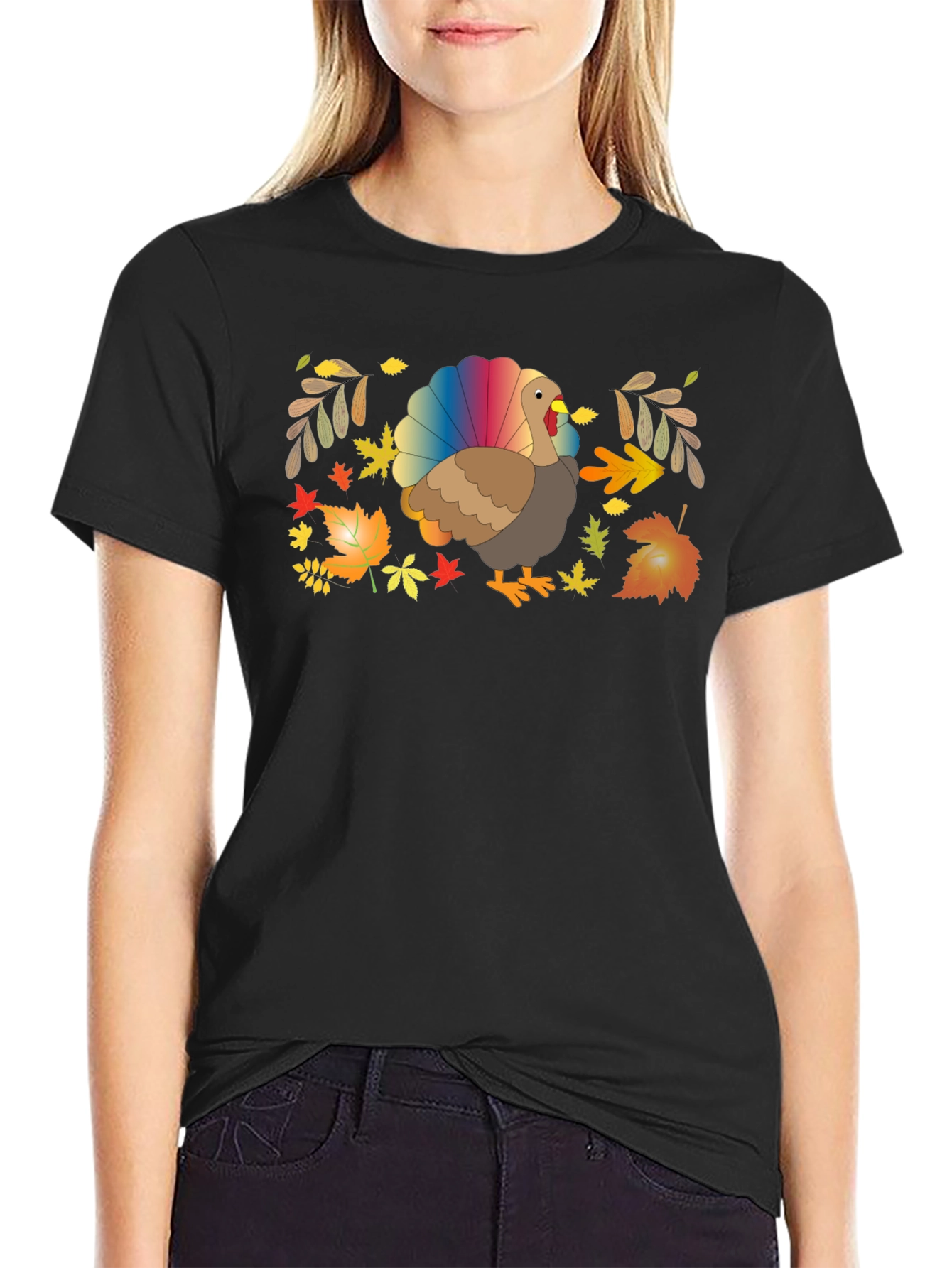 Thanksgiving Turkey Rainbow Tail T-Shirt
