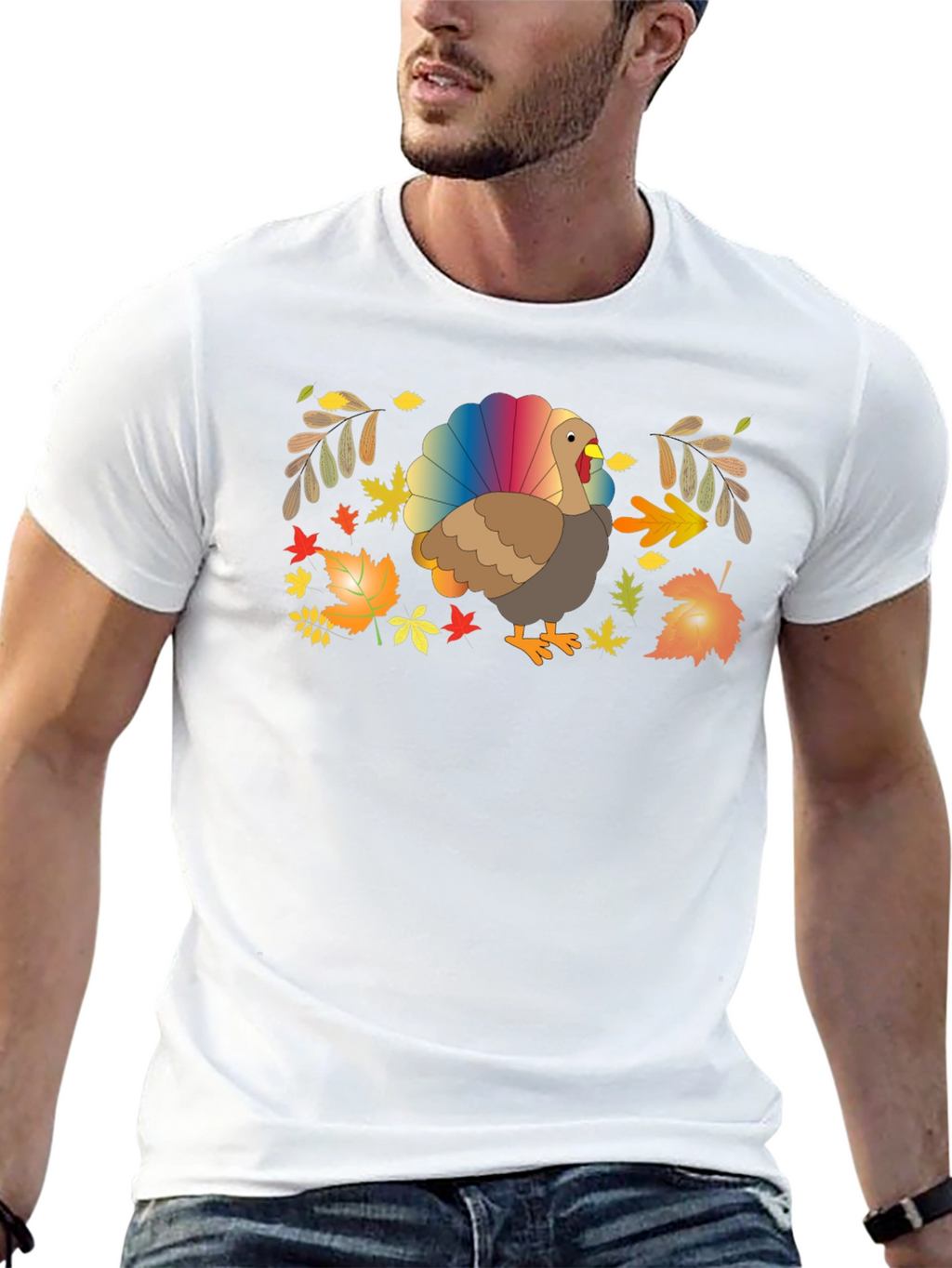 Thanksgiving Turkey Rainbow Tail T-Shirt
