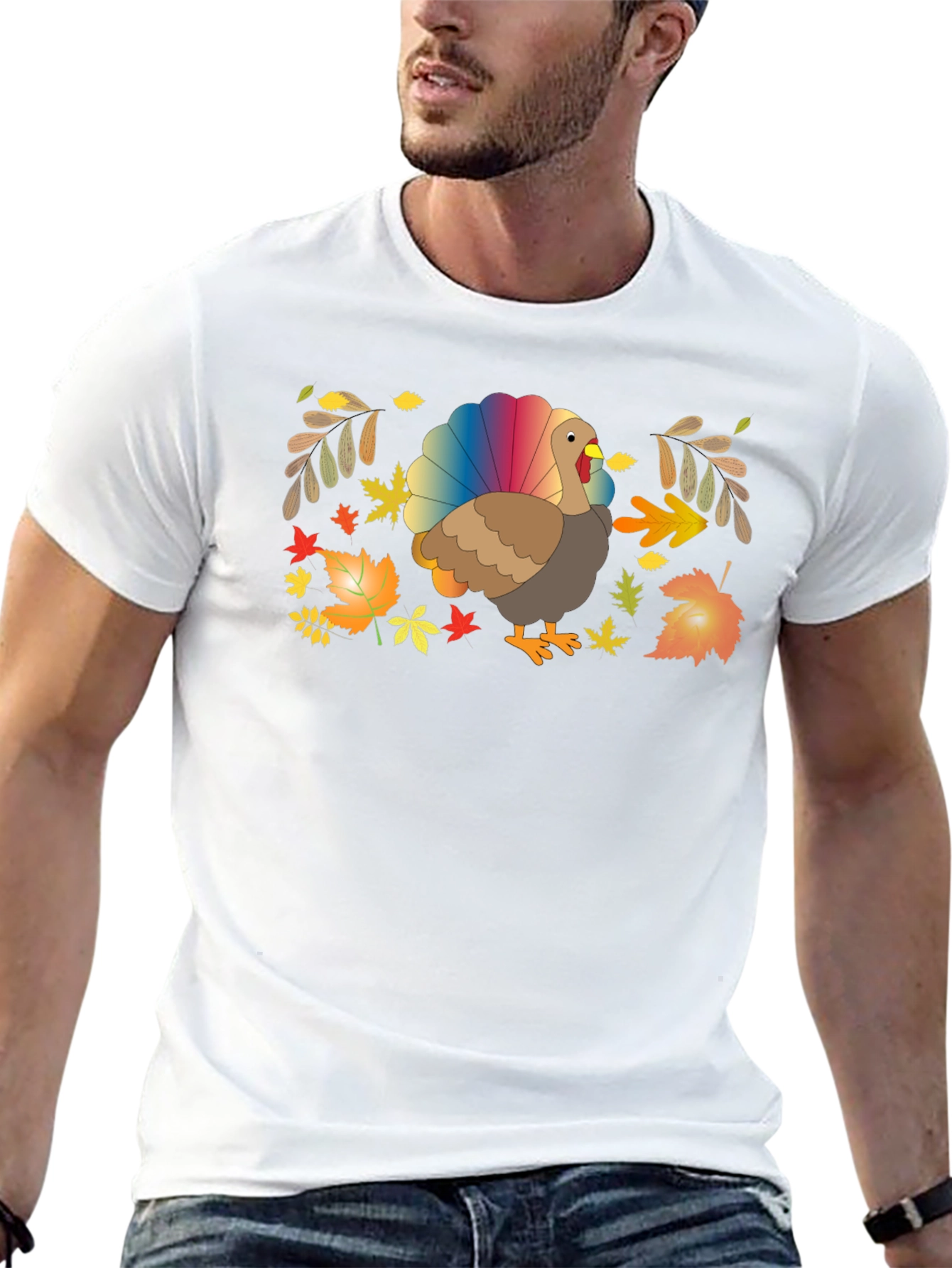 Thanksgiving Turkey Rainbow Tail T-Shirt