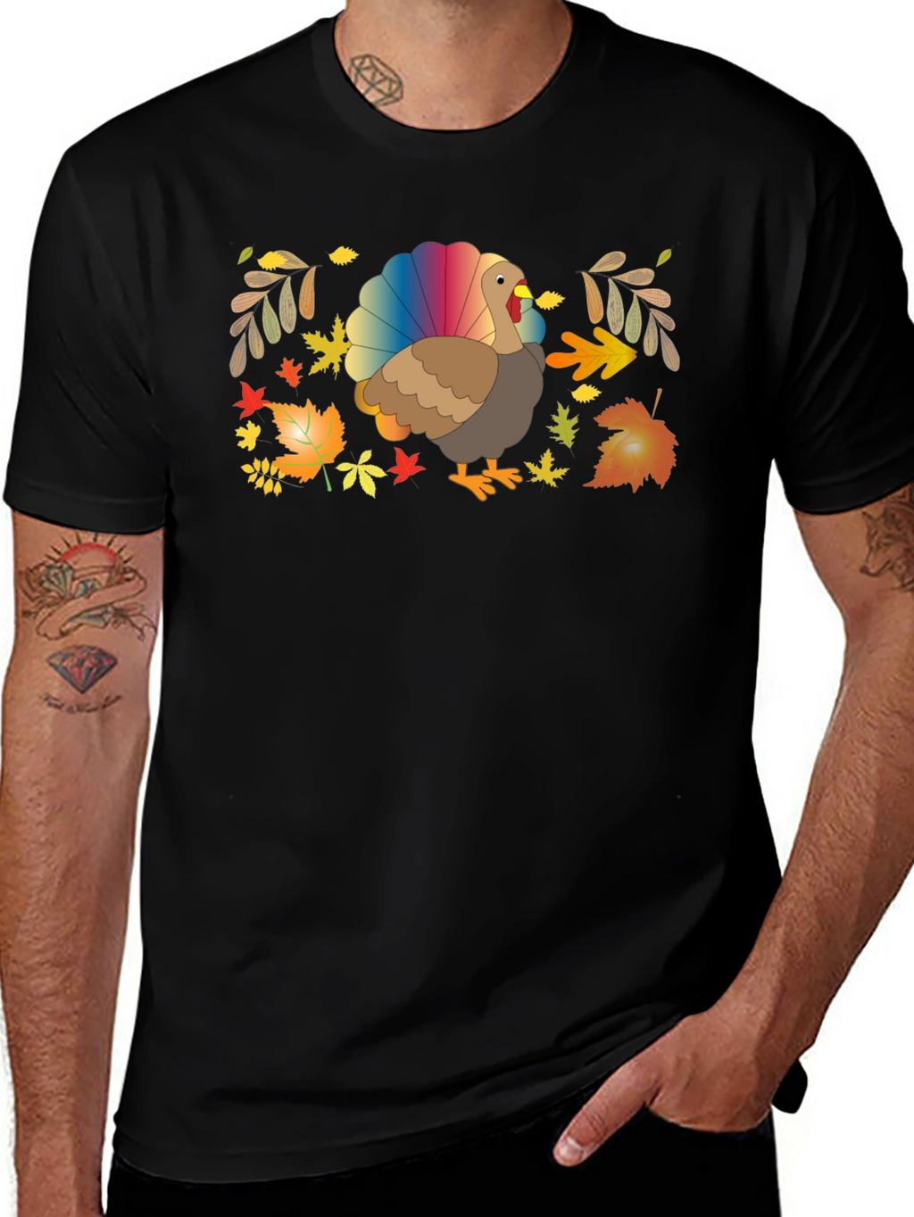 Thanksgiving Turkey Rainbow Tail T-Shirt