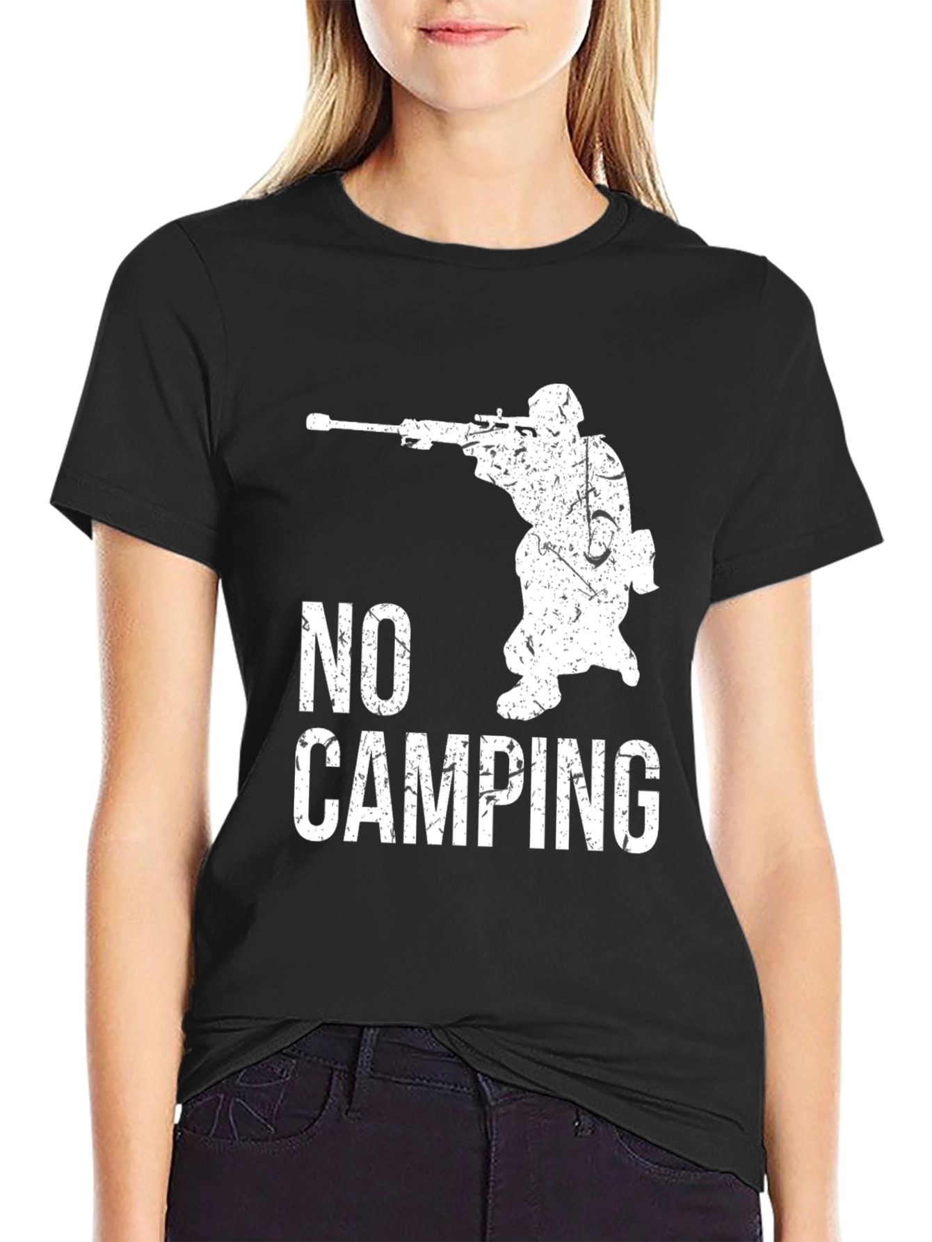No Camping T-Shirt - Sniper Graphic