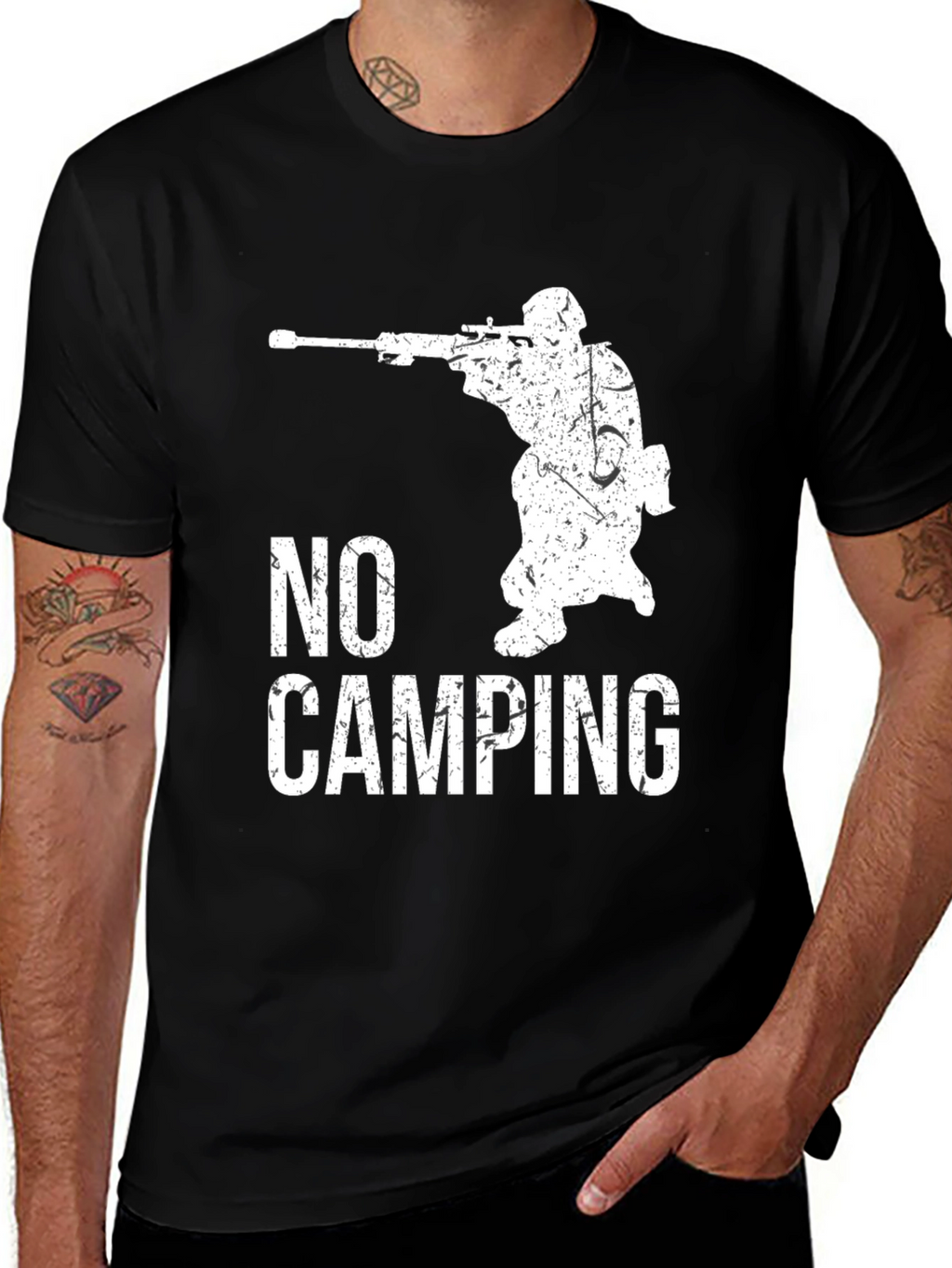 No Camping T-Shirt - Sniper Graphic